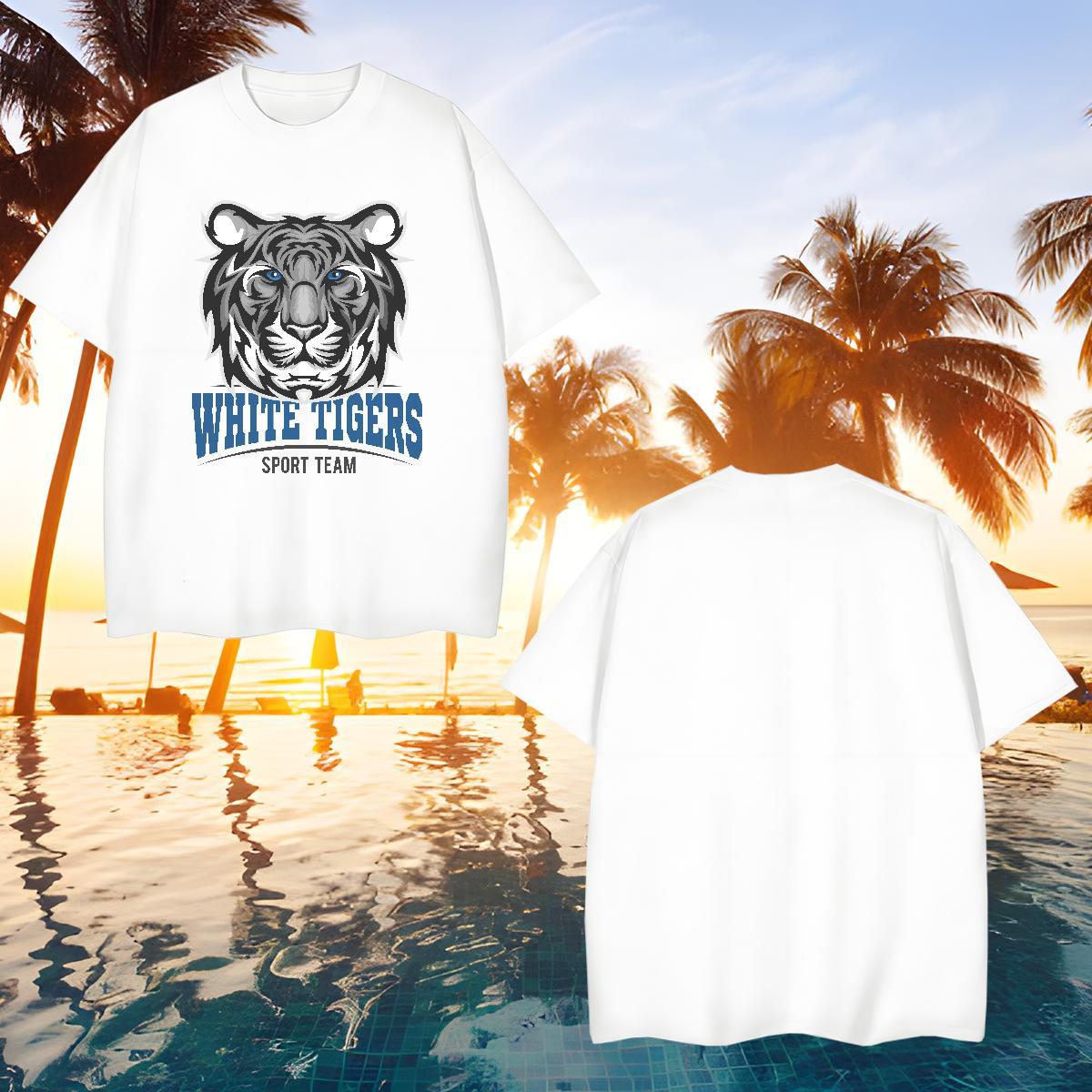 Comfortable T Shirts Men tiger Short Sleeve O-Neck Home Outdoor Asian Size 230g Cotton Mens Tshirts 2024 New Clothes