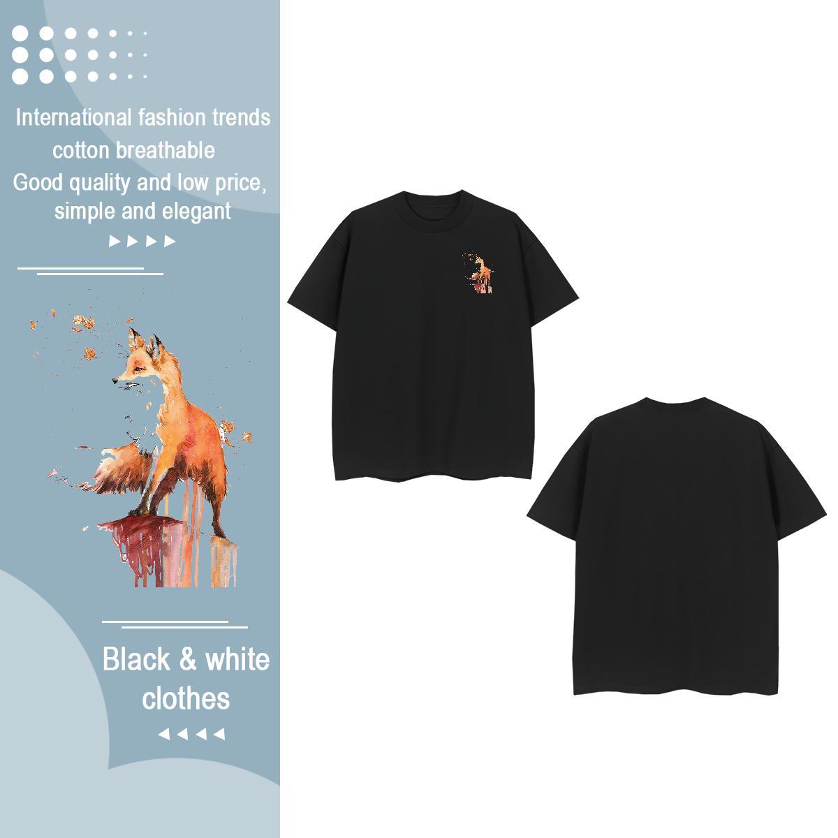 Fashion Designer Tshirts fox Outdoor 230g Cotton Tops O-Neck Short Sleeve Wholesale Mens T Shirts Floral Print