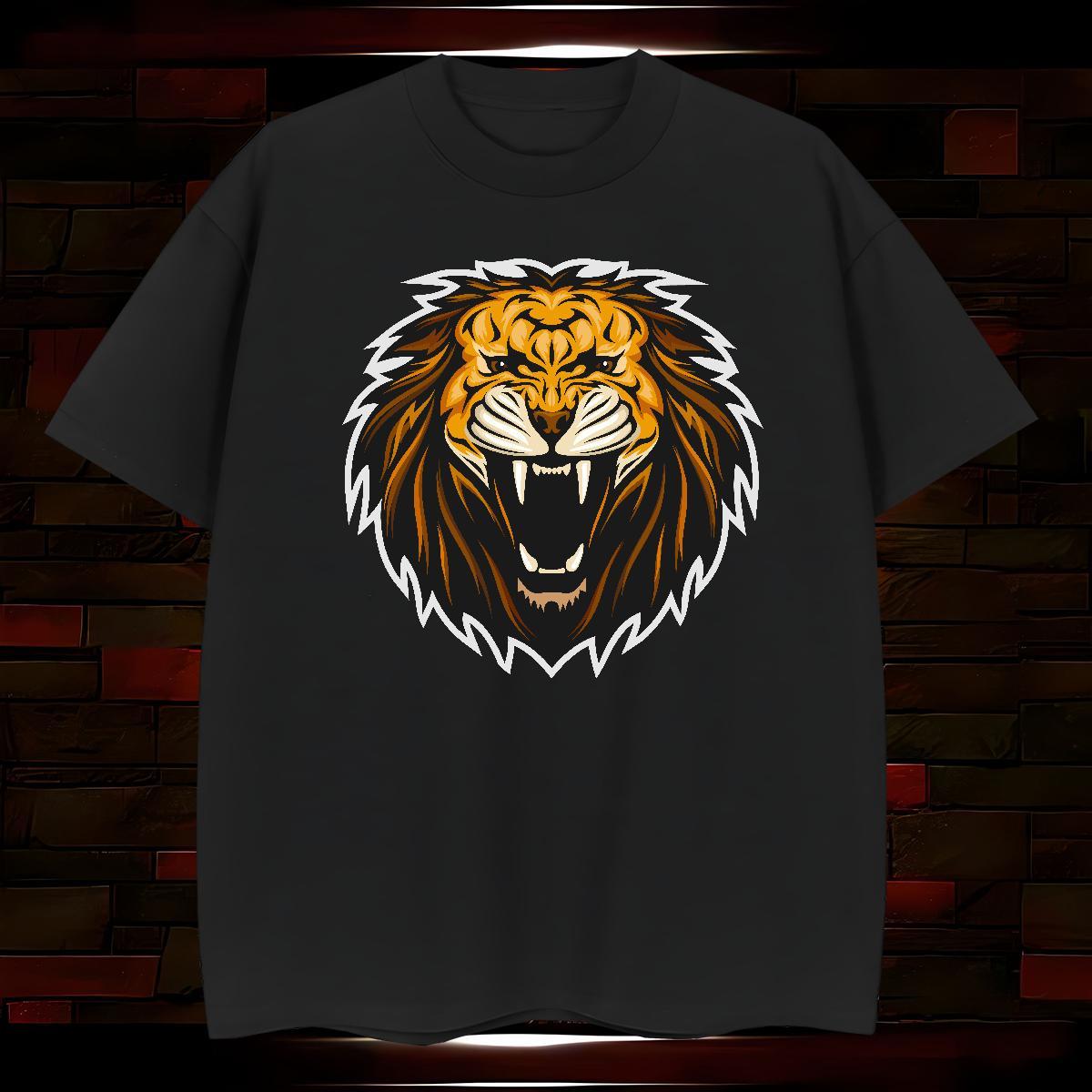 2024 Summer Men Tops Tees lion Sport 230g 100% Cotton Clothes Short Sleeve O-Neck TOP Quality Men T Shirts Skull