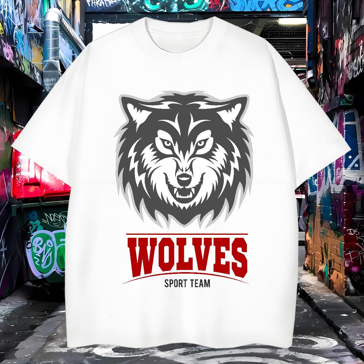 Cool Design Mens T Shirts wolf Breathable Short Sleeve Street Wear Custom Print Oversized 230g Pure Cotton Couples T Shirts Casual New Clothings