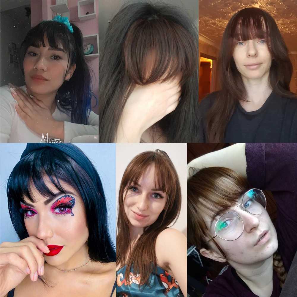 Synthetic air bangs fake Brent short hair extension natural black brown wig female clip in Bang W240817