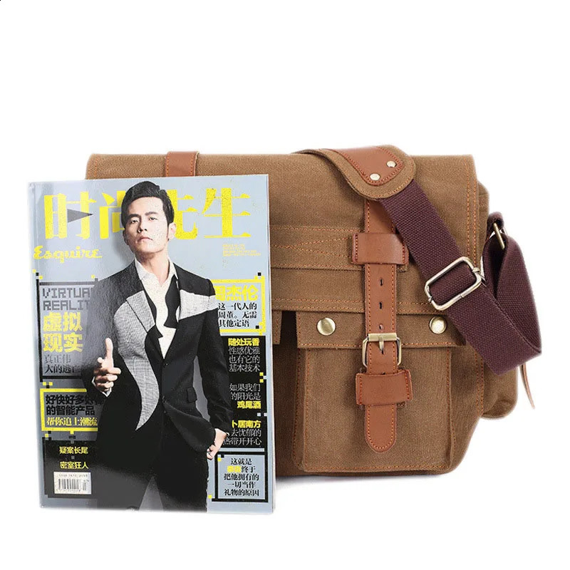 14inch Travel Satchel Business Mens Messenger Bag Vintage Canvas Military Shoulder Laptop Bags for men Male Laptop Briefcases 240819