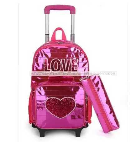 Primary School Trolley Kids Wheeled Bacpack School Bag With Wheels For Girls Primary School Trolley Bag Set Lunch Bag Pen Bag Y240820