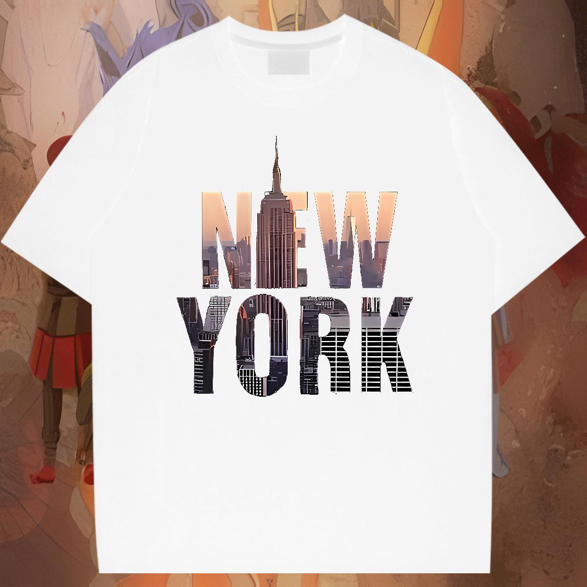 Soft Men Clothes T-Shirt Street 100% Cotton 230g DIY Printed Breathable Crew Neck New York T Shirts Men New Arrival Tshirts
