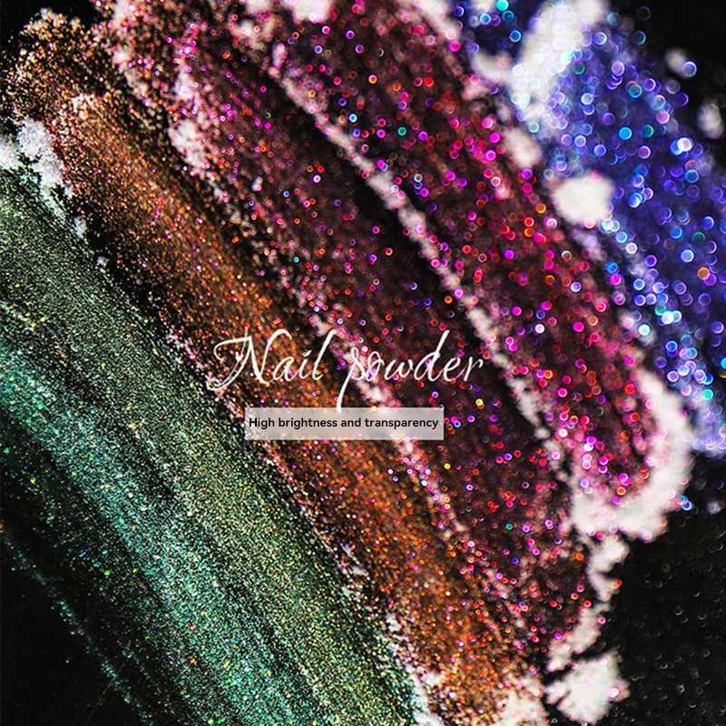 Aurora Ice Transparent Laser Magic Aurora Rainbow Mirror Nail Glitter Gel Pigment Powder Chrome Charm Nail Art Decoration ToolsXJ240815