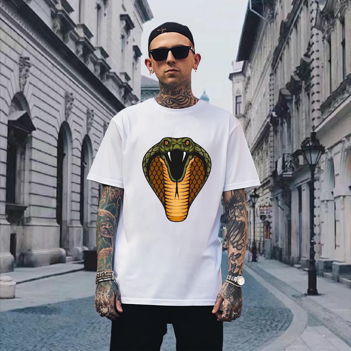 T shirt 230g 100% Cotton cobra Casual O-Neck Short Sleeve Custom Big Size Men Tops Tees Fashion Casual Comfortable Tees Shirts