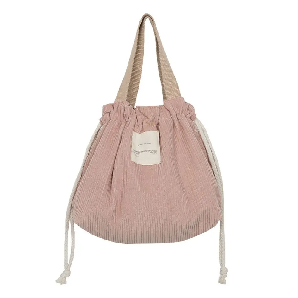 Easy Dinner Container Canvas Thermal Corduroy Canvas Travel Necessary Drawstring Picnic Tote Small Handbag Lunch Box Lunch Bag 240819