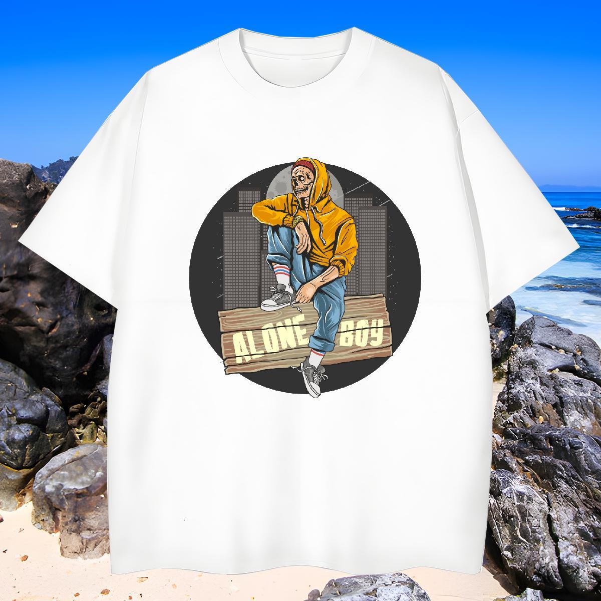 Popular T-Shirts halloween Crew Neck Breathable Daily Wear Custom Printing 230g 100% Cotton Men Tshirts DIY Top Tees