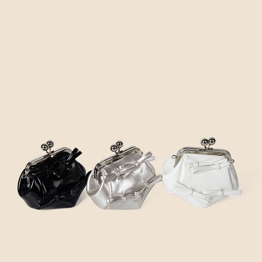 2024 Spring Bow Chain Clip for Women, Diagonal Cross Handheld, Personalized, Small Bag, Summer Women's Beaded Bag
