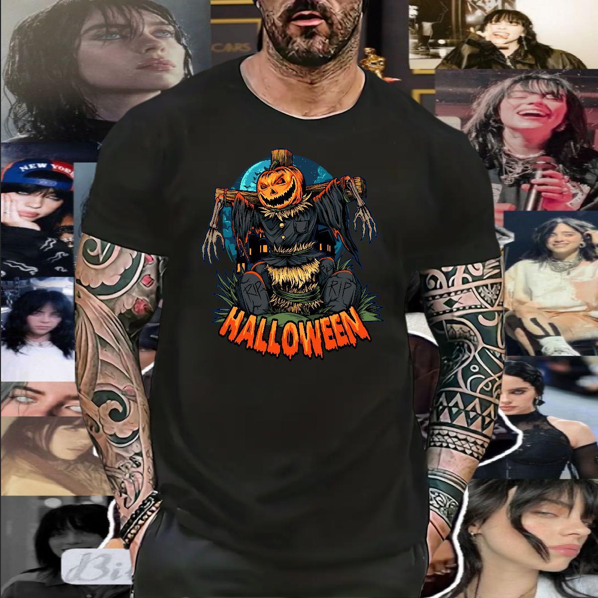 Classic pumpkin Men Clothes T-Shirt 230g 100% Cotton Men T Shirts Cartoon Print Beach Short Sleeve Soft Free Shipping Tops