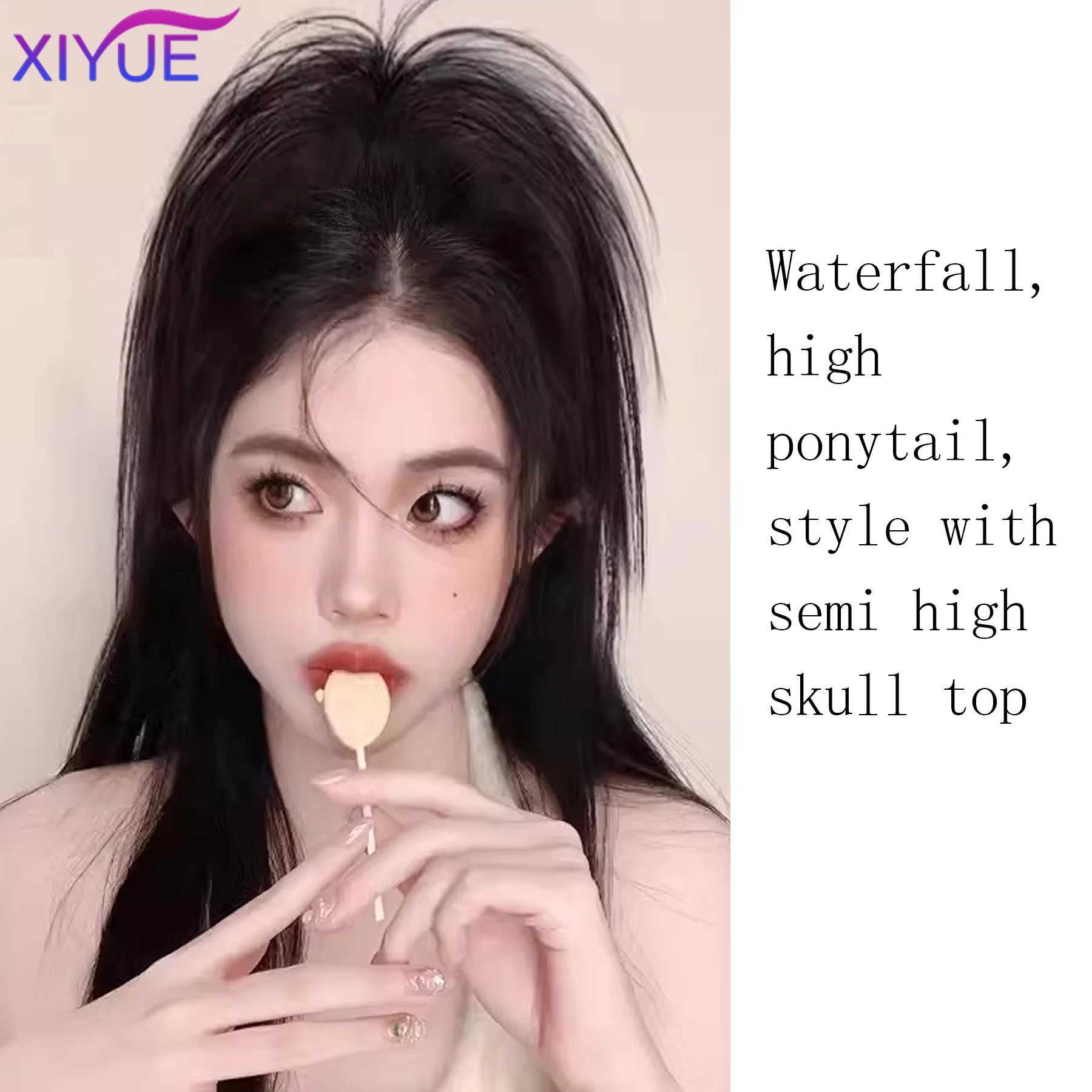 XIYUE synthetic ponytail claw clip ponytail extension short curly ponytail natural wig ponytail womens ponytail black hair clip W240817
