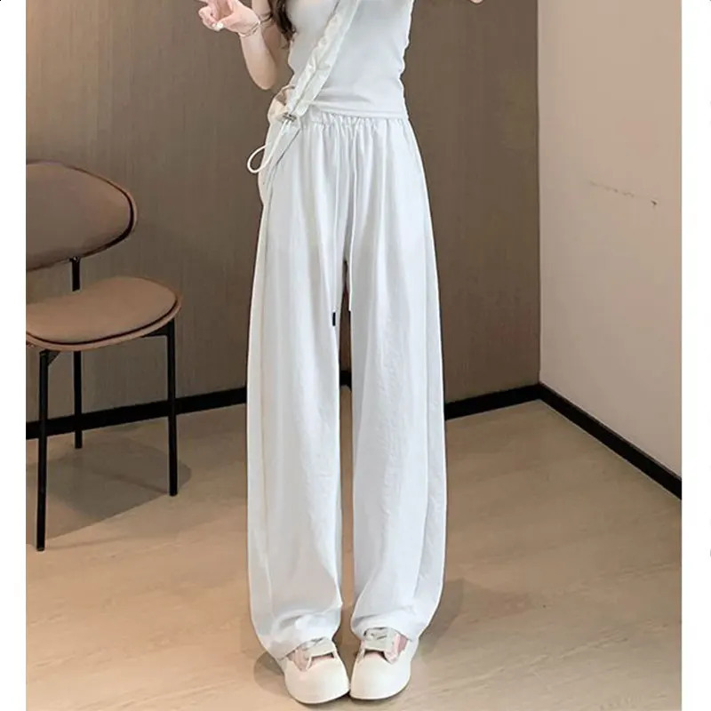 Womens Summer Style Fashion Simplicity Solid Color Thin High Waist Wide Leg Pants Women Clothes Casual All-match Trousers Z260314