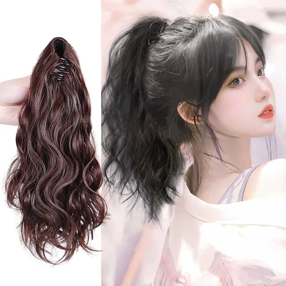 Cloud Perm short ponytail wig suitable for women with fluffy grip clips low ponytail natural simulation long hair gentle weaving W240817