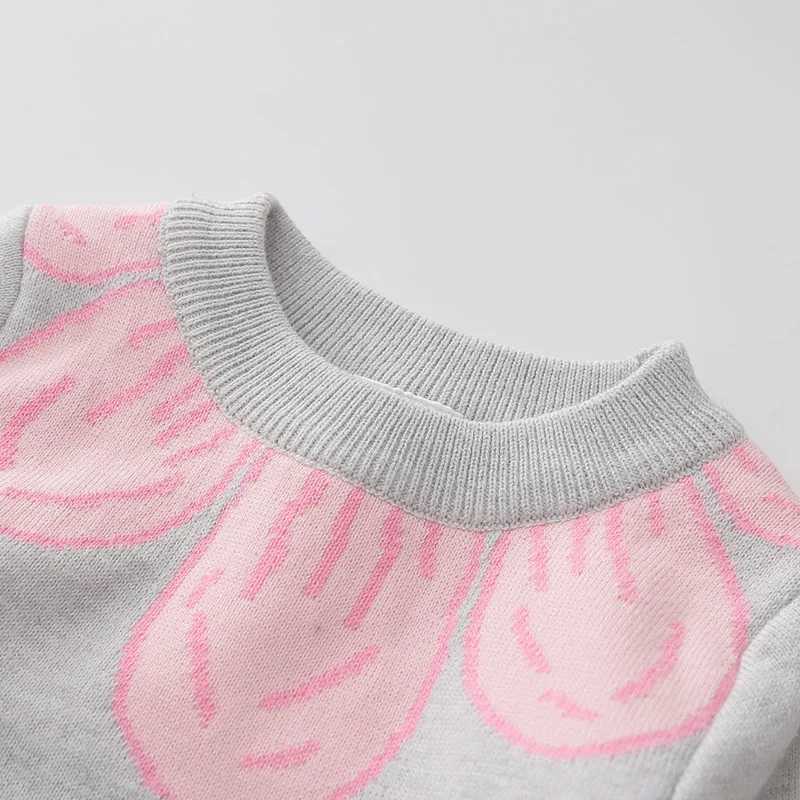 2023 Autumn Winter 3 4 5 6 8 10 Years Kids Children O-Neck Long Sleeve Big Flower Floral Baby Girl Knitted Pullover SweaterXJ240819
