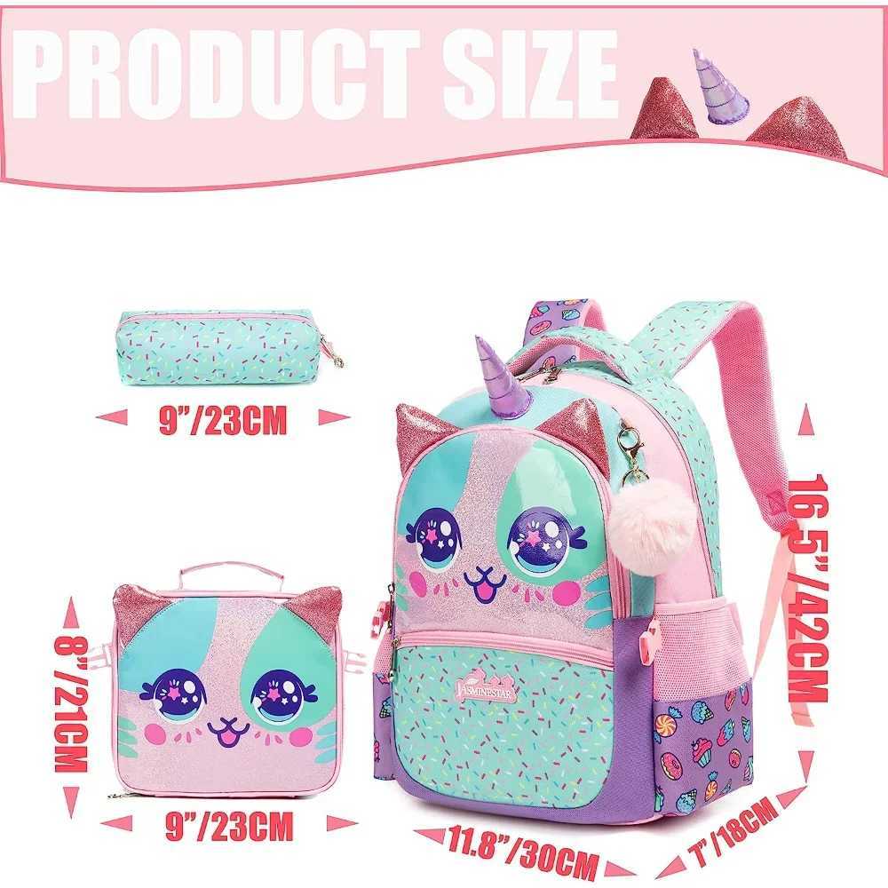 BIKAB 3pcs Kids Backpacks for Girls School Bag with Lunch Box School Backpack for Girls Set Cute Bookbag for Kindergarten Y240820