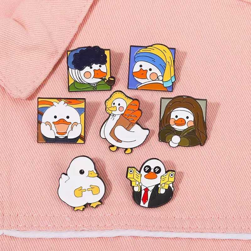 Wholesale Price Oil Painting Duck Enamel Pin Customization Fun Scream Picasso Duck Bag Badge Collar Jewelry Gift to Friends W240815