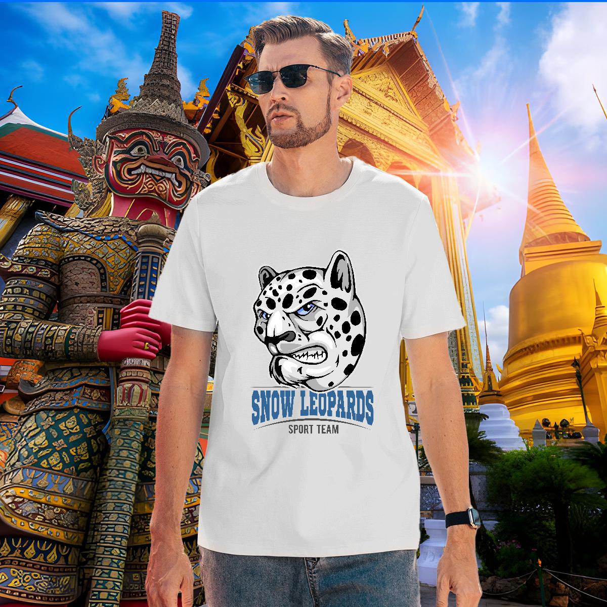Loose Fit T-Shirts for Men leopard Breathable Crew Neck Street Casual Oversized 4XL 100% Cotton 230g Men Tshirts Fashion Tees