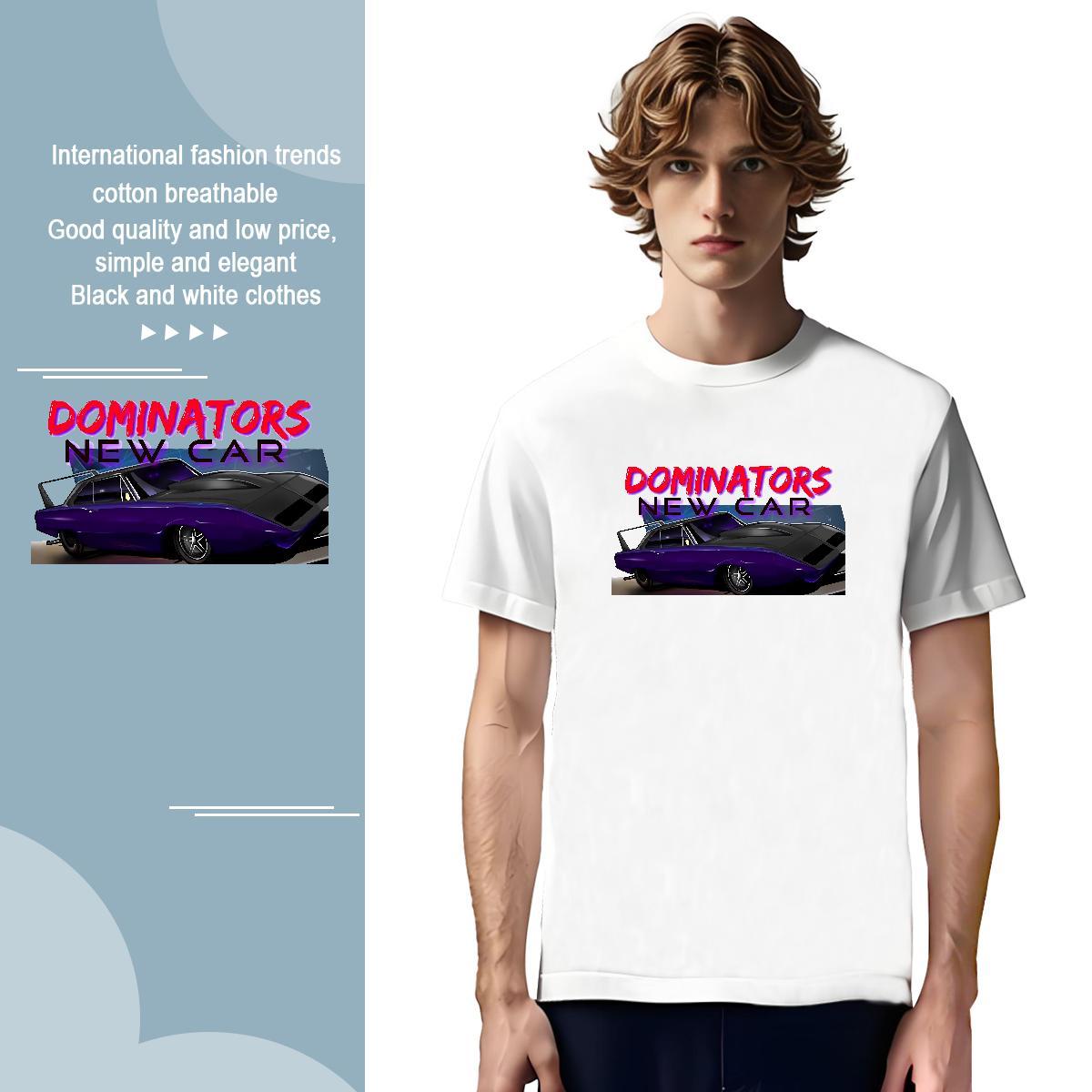 Free Shipping car 100% Cotton 230g Couples T Shirts Daily Outfit O-Neck Short Sleeve T shirt Fashion New Cartoon Printing L-4XL Wear