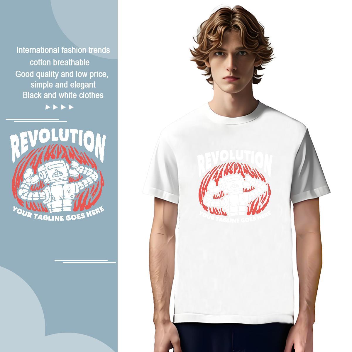 Popular robot 100% Cotton 230g Couples T Shirts Hip Hop Crew Neck Breathable Man T Shirts 2024 Summer DIY Printed Clothings