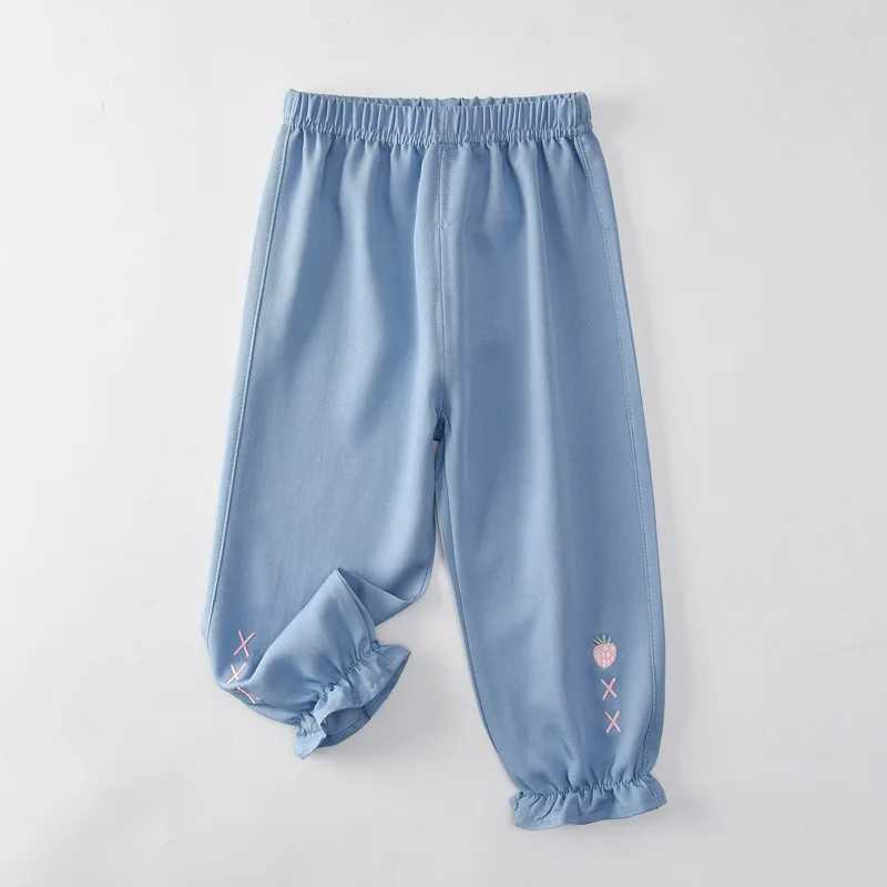 Baby Girl Jean Anti Mosquito Pants Preschool Strawberry Pants 2024 Summer Children Thin Trouser Casual ClothingW240819