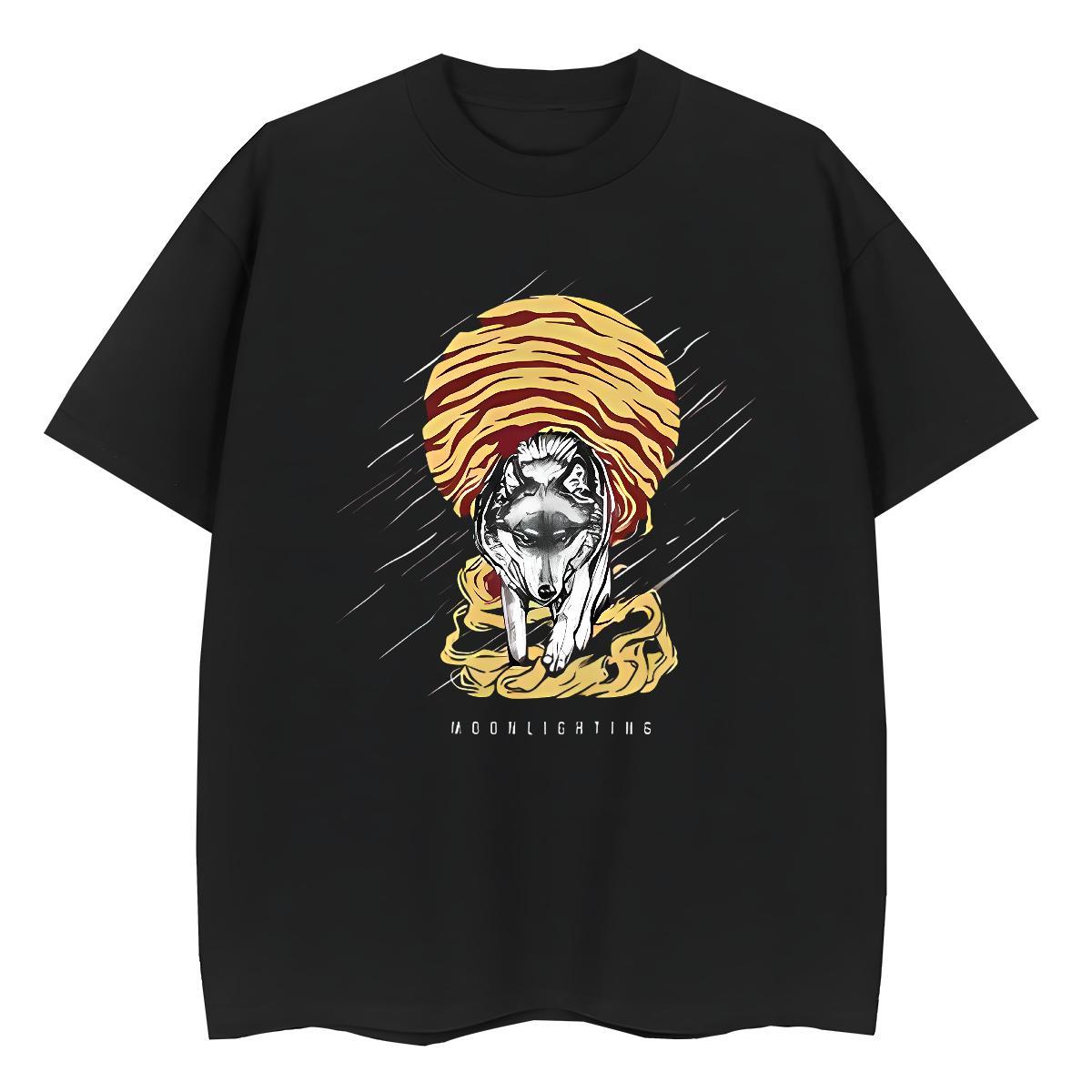Fashion Unisex Tshirts Casual Sport Crew Neck Breathable Top Shirts Comfortable 100% Cotton 230g wolf Graphic T shirt