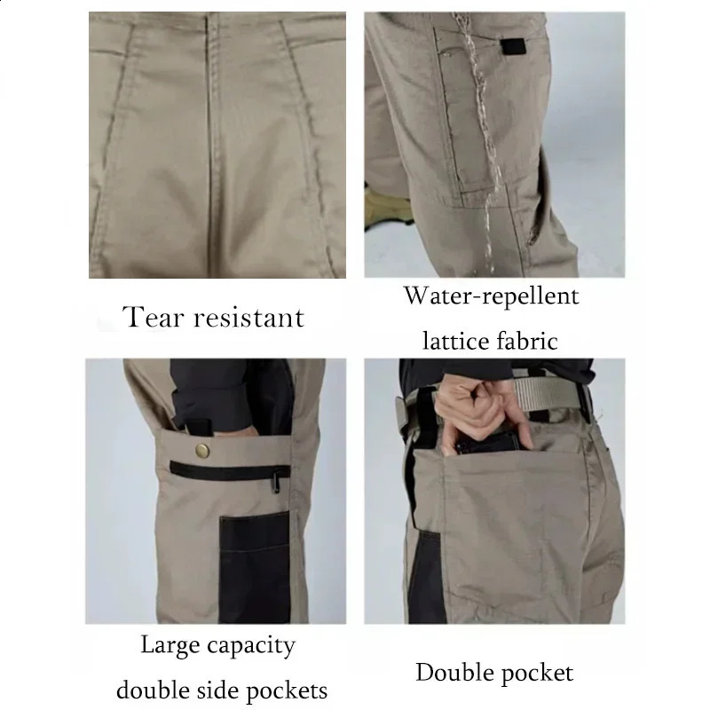 Mens Cargo Pants Multi Pockets Work Trousers Casual Tactical Pants Male Outwear Straight Autumn Winter Wear-resisting Trousers 240820