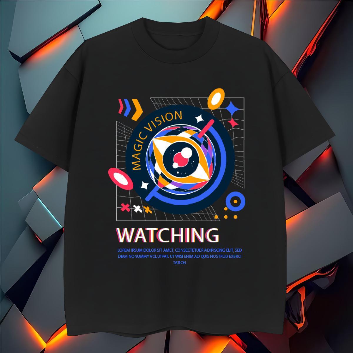 Soft watching 100% Cotton 230g Men Clothes T-Shirt Spring Summer Short Sleeve O-Neck Mens T Shirts Brand DIY Logo Oversized Clothings