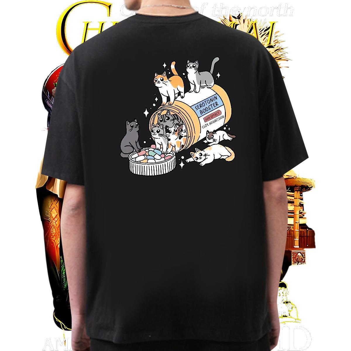 Wholesale T shirt cats Breathable Soft Daily Wear Plus Size Custom 230g 100% Cotton Mens Tshirts 2024 DIY Tops