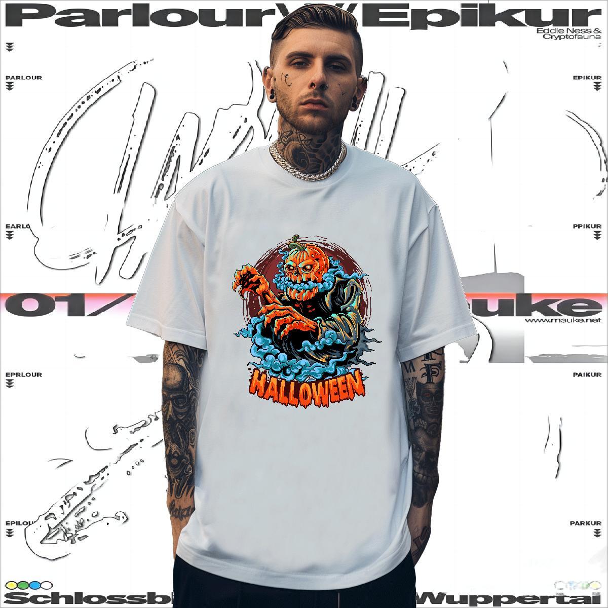 Popular T-Shirts pumpkin Round Neck Short Sleeve Anime Printing Street Asian Size 230g Cotton Tshirt for Man Woman 2024 DIY Tee Shirt
