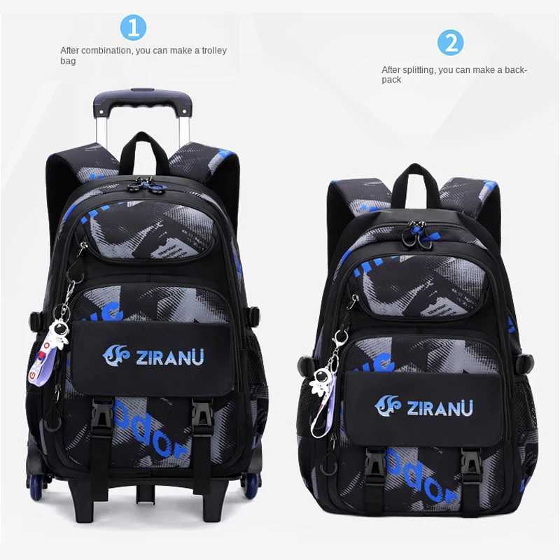 Children School Bag With Wheels School Rolling Backpack Wheeled Bag Students Backpack Kids Trolley Bag For Boys Travel Bag Y240820