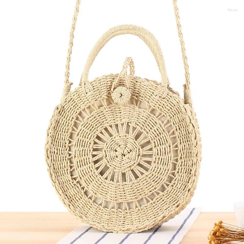 2025 NEW Shoulder Bags Vacation Beach Handmade Round Handheld Dual Purpose Casual Grass Woven Bag zhanyishengli