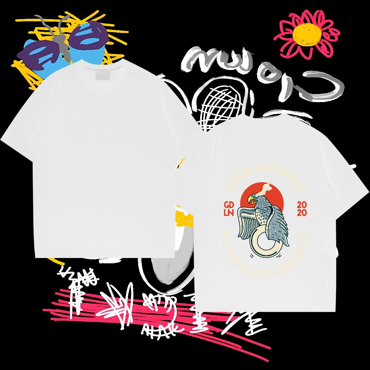 Designer Mens Tshirts cool Outdoor 230g Pure Cotton Tops Crew Neck Breathable Classic Men T Shirts DIY Logo Oversized