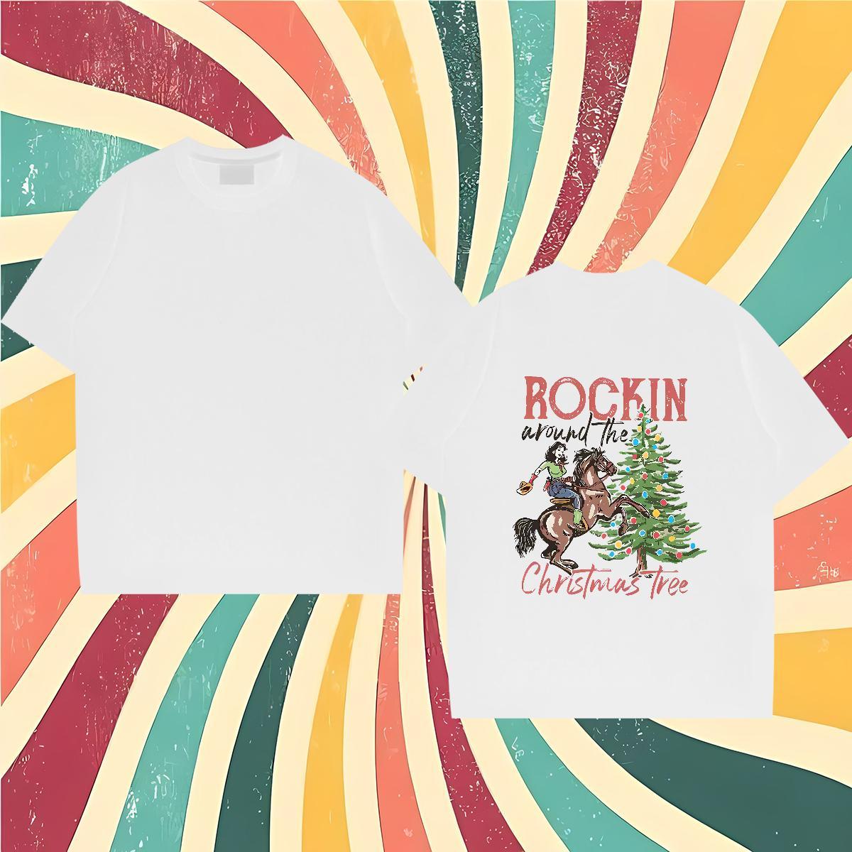 Classic Casual Tshirt for Man Woman Chrismas Spring Summer 230g Cotton Tees O Neck Short Sleeves Popular T-Shirts for Men DIY