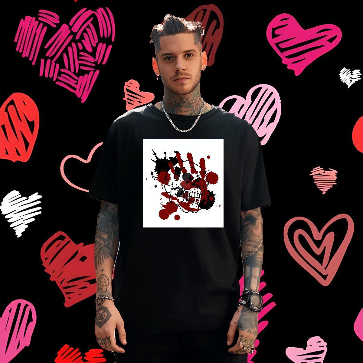 Custom skull Mens Tshirts 230g 100% Cotton Mens T Shirts Custom Anime Sports Casual Round Neck Short Sleeve Comfortable Clothings