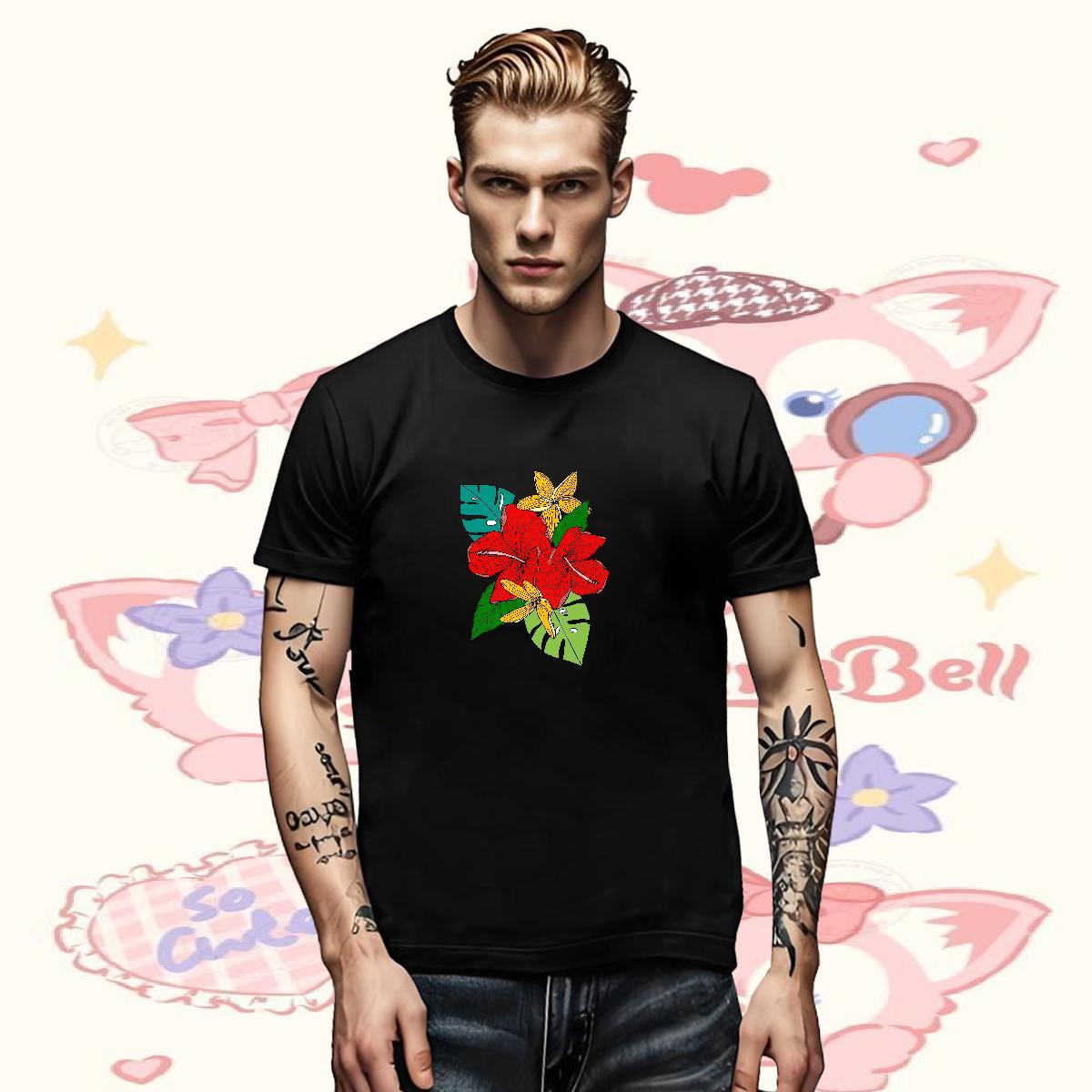 Classic Casual Men Clothes T-Shirt painting Casual Daily Wear 230g Cotton Tee Shirt Breathable Crew Neck Free Shipping T Shirt For Man Oversized