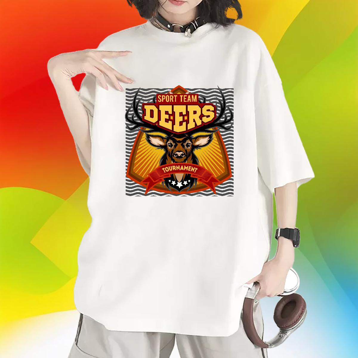 2024 Woman Tshirt High Street Hip Hop Breathable Soft Tops Comfortable 230g 100% Cotton deer Customized T-Shirts