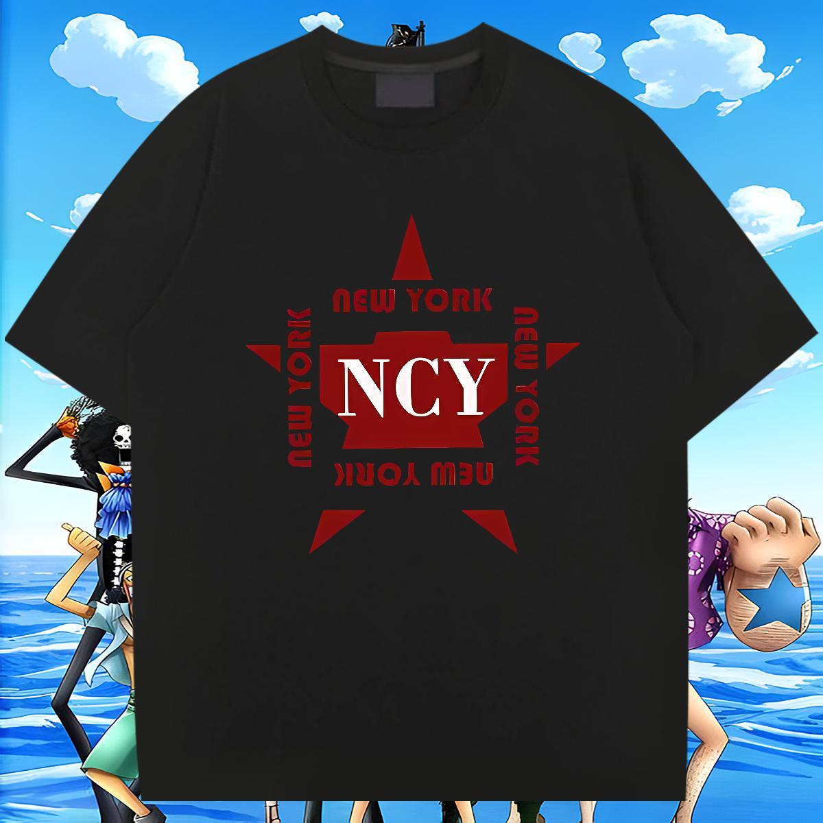 Wholesale Tshirts Anime Printing Street 230g Cotton Custom Print Oversized Crew Neck Breathable New York Men T Shirts DIY Customized Tees