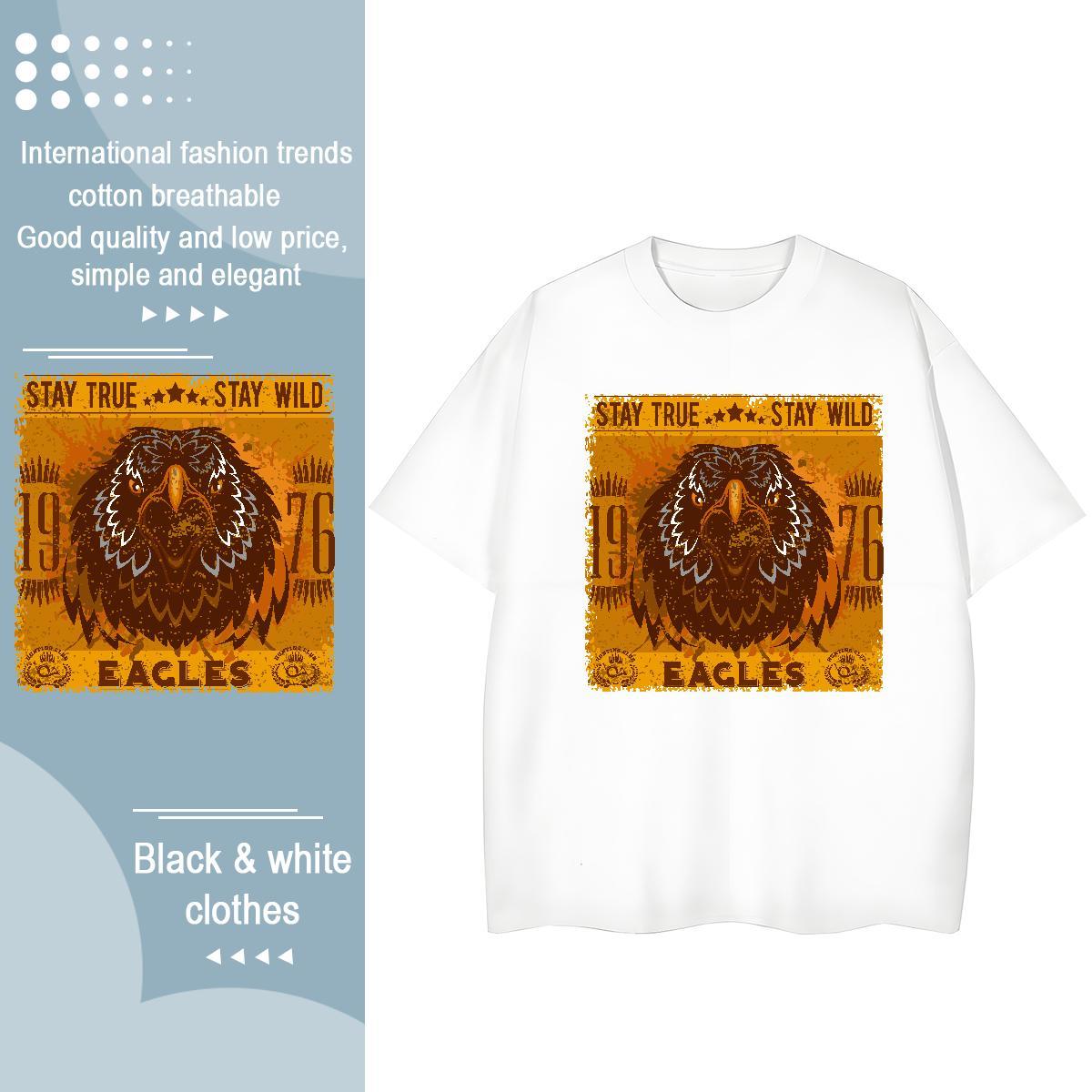 Comfortable T shirt eagle Breathable Crew Neck Beach Floral Print 230g Pure Cotton Men Tshirts Designer Fashion Tops