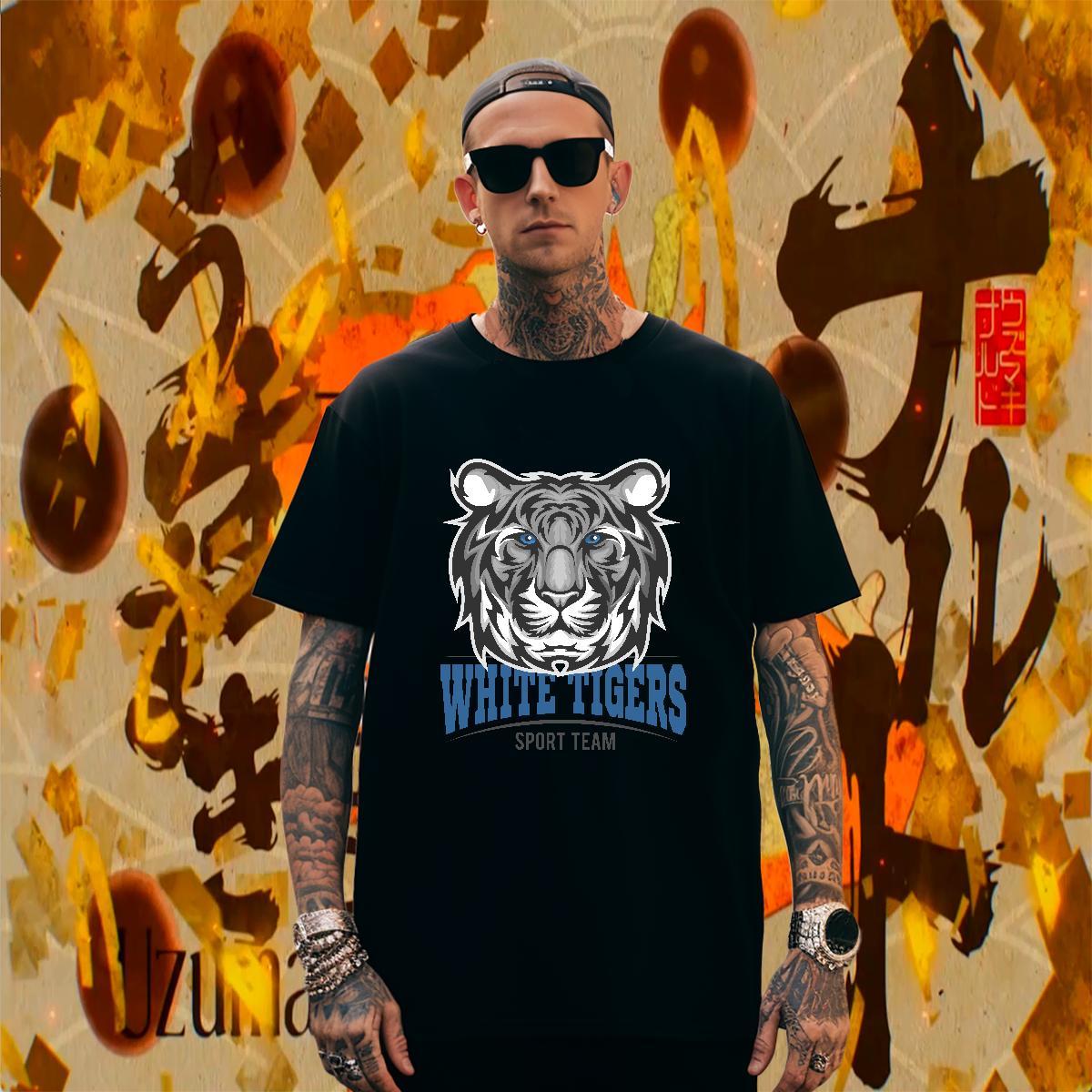 Classic Mens Tshirts Casual 100% Cotton 230g Cartoon Print Round Neck Short Sleeve tiger Men T Shirts Brand Tops