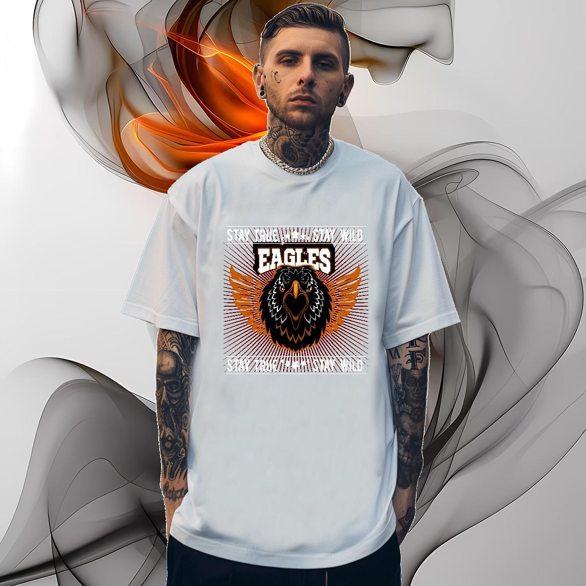 Fashion Designer Men Clothes T-Shirt eagle Casual 100% Cotton 230g Tops Tees Crew Neck Comfortable T Shirt For Man Custom Print Oversized