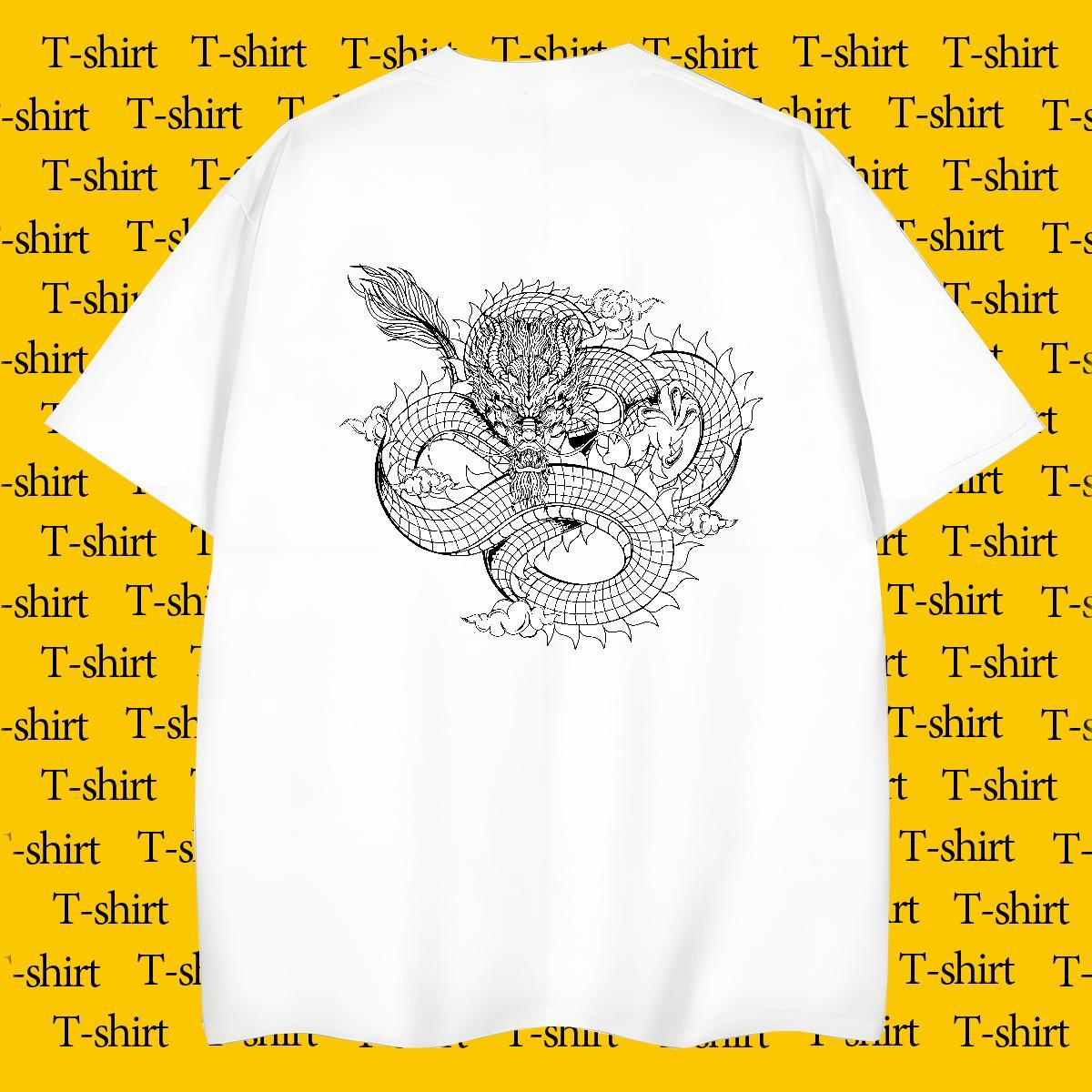 Men T Shirts 100% Cotton 230g dragon Street Wear Short Sleeve O-Neck DIY Couples T Shirts Designer Fashion Wholesale Tees