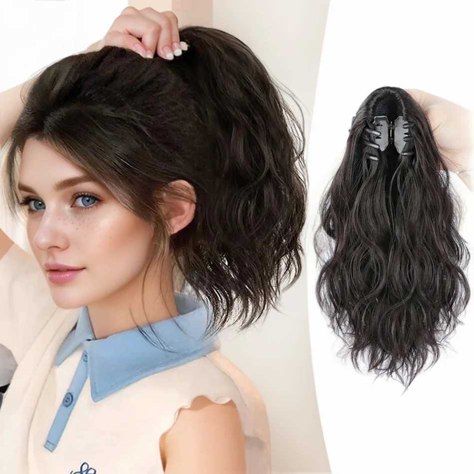 Short Curled Synthetic Wig Ponytail Natural Curling Claw Clip Ponytail Hair Extension Female High Grip with Mini Grip Ponytail W240817