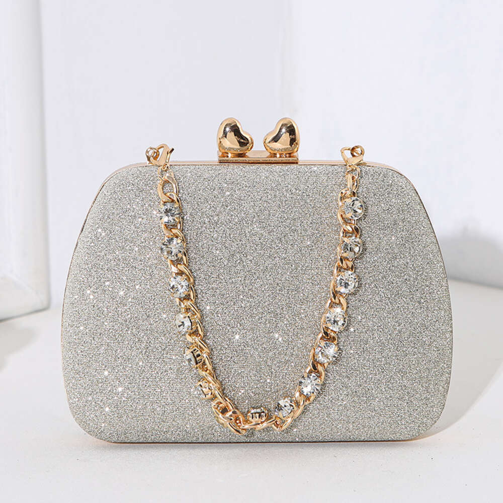 New Love Water Diamond Chain Crossbody Small Square Celebrity Banquet Handheld Bag