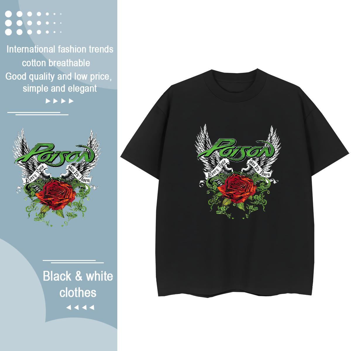 New Men Clothes T-Shirt rose Casual Daily Wear 230g Cotton Tops Short Sleeve O-Neck TOP Quality T-Shirts for Men Custom Anime