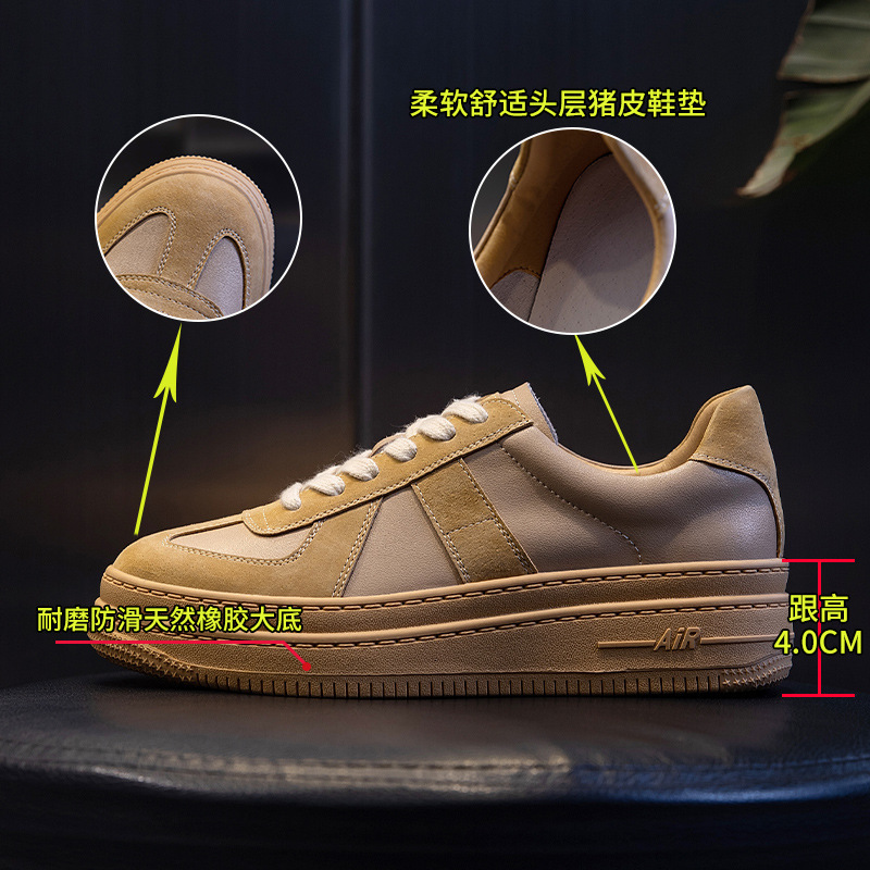 Ddmysports Genuine Leather Small White For Women In Autumn New Sponge Cake Heel Casual Single Shoes Thick Soles Raised Height Shallow Mouth Versatile 