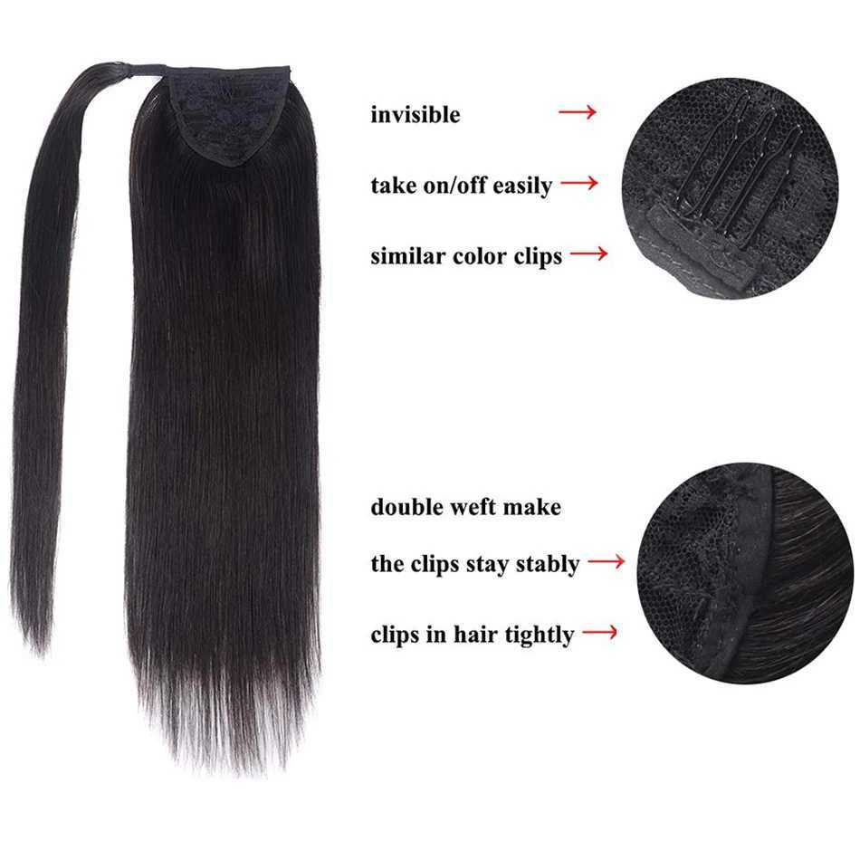Ponytail human hair extensions straight ponytails smooth hair wrapped in hair clips natural hair extensions female wigs W240817