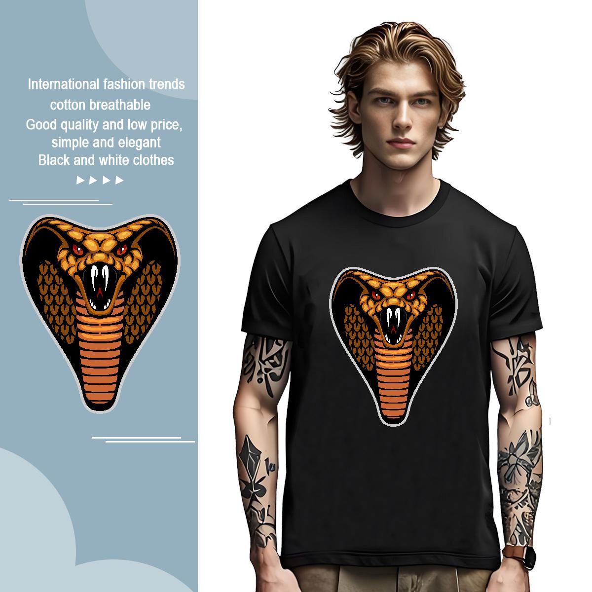 Soft T Shirt For Man cobra O Neck Short Sleeves Outdoor Custom Anime 230g Pure Cotton Tshirt for Man Woman Brand Tops Tees