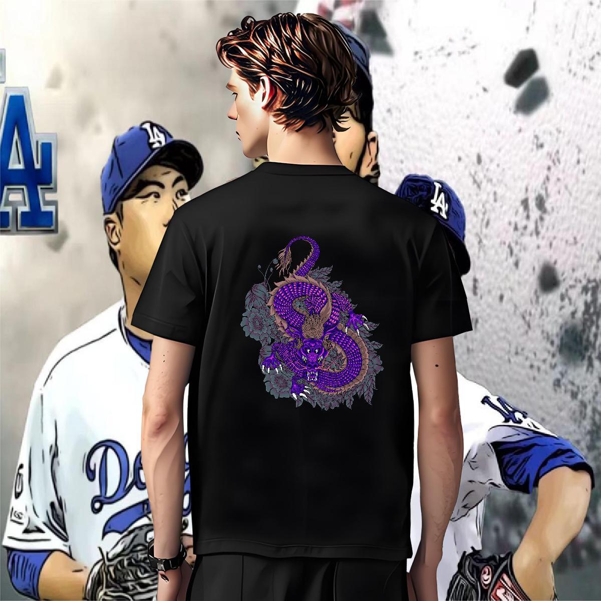 T Shirt For Man 230g Cotton dragon Daily Wear Crew Neck Custom Printed Mens Tshirts DIY Customized Loose Fit Tee Shirt