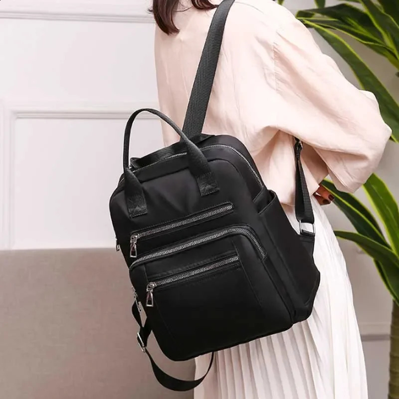 Womens backpack travel casual waterproof Oxford shoulder bag womens large capacity handbag Rucksack black wallet school 240820