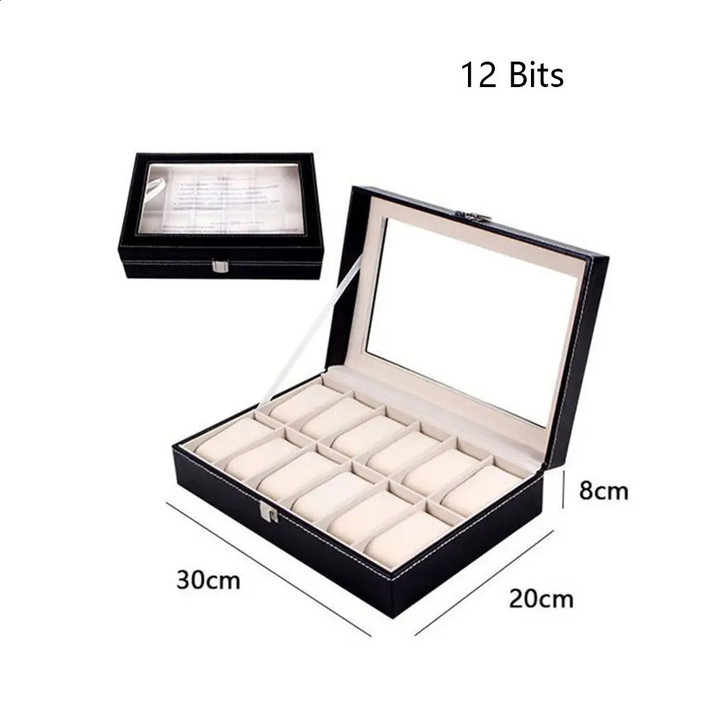 Mens 6 10 12 Mesh PU Leather Watch Display Box Collection Storage Rack 240812